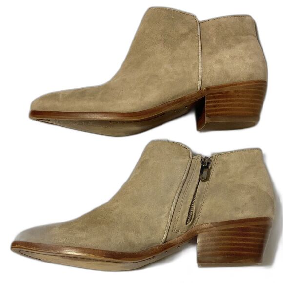 SAM EDELMAN Suede Petty Tan Booties Block Heel Womens Size 6M - Picture 2 of 13